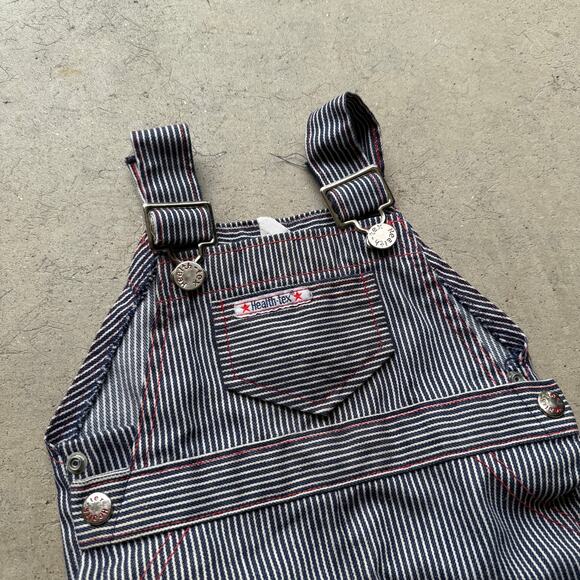 Baby Toddlers Vintage 70's Heath-Tex Pinstripe Blue White Overalls Sz 18 Months - Picture 2 of 5